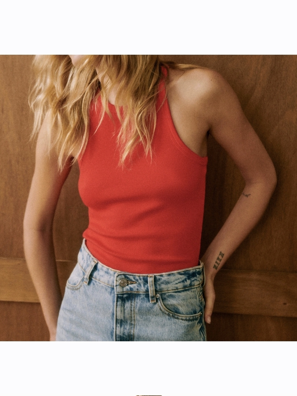 NWT Sezane Marcelo Red Ribbed Tank Top Size Medium